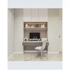 TU MESITA - Set de Escritorio Maduro con Panel Cajonera Superior y Luces LED