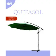 HOME ESSENTIALS - Quitasol extendible 3m soporte pedestal verde