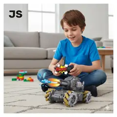 GENERICO - TANQUE PREMIUM LANZADOR DE BOLITAS CON RGB A CONTROL REMOTO AMARILLO JS