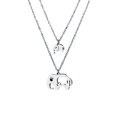 GENERICO - Pack 2 Collares Elefante con Colgante y Tarjeta de Regalo Madre Hija