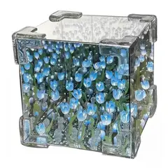 GENERICO - Cubo Modelo Tulipanes Infinitos Azul Decoración de Habitación Armable