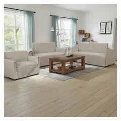 SALA FABULOSA - Protector de mueble 3-2-1 de terciopelo - Beige