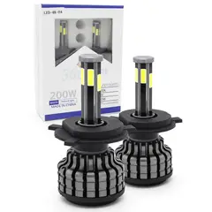 GENERICO - Set De Focos Led H4 6 Lados 25w Alta Potencia Blanco Para Auto