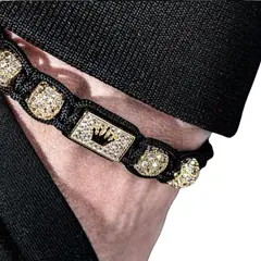 GENERICO - PULSERA DE CORONA TEJIDA CON PIEDRAS BRILLANTES