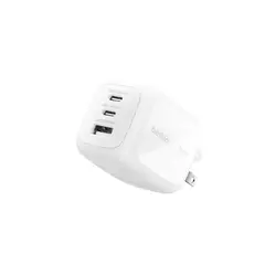 BELKIN - Cargador de pared trible de 70 W COLOR BLANCO CON KIT DE ENCHUFES VIAJERO