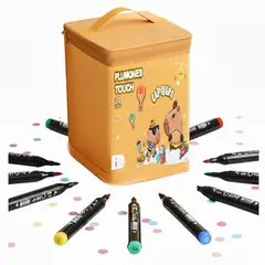 GENERICO - Plumones Touch Marcadores Diseño Capibara de 24 pcs Doble Punta + Estuche