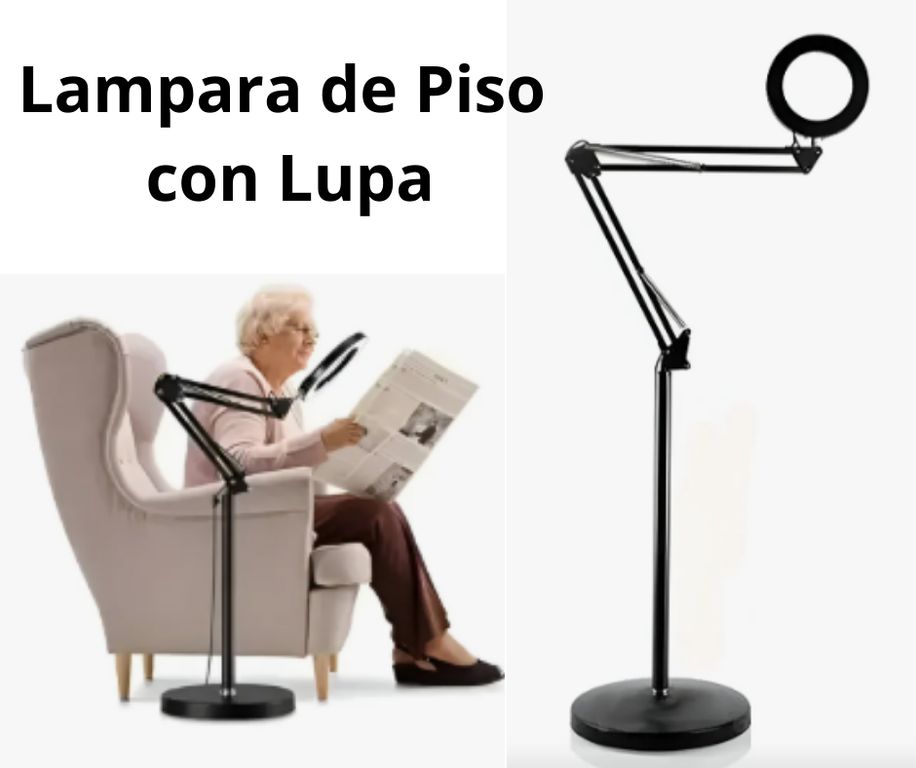 Lampara de Pie Articulada Luz Led Cálida Blanca Fría con Lupa