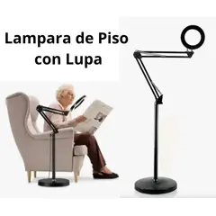 SEISA - Lampara de Pie Articulada Luz Led Cálida Blanca Fría con Lupa