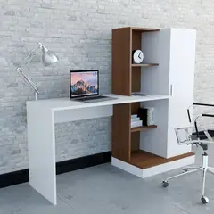 GENERICO - Escritorio de Oficina Dúo Moderno - Blanco y Marrón