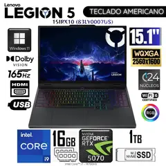 LENOVO - Laptop Legion 5 15IRX10 Intel Corei9-14900HX 16GB RAM 1TB SSD 15.1" WQXGA RTX5070-8GB 83LY0007US