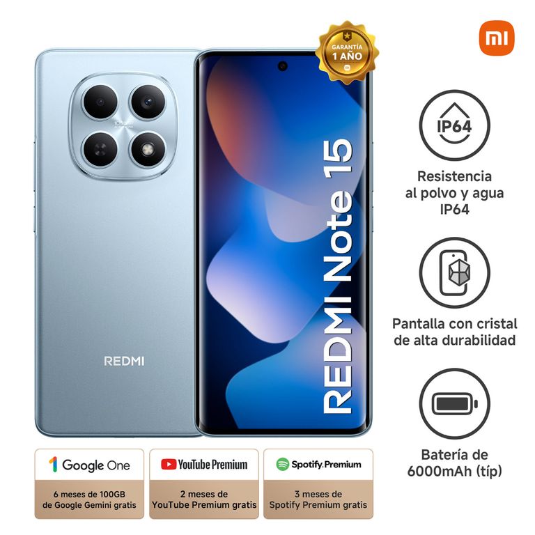 CELULAR XIAOMI NOTE 15 6GB RAM 128GB ROM COLOR GRACIER BLUE