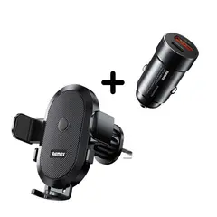 REMAX - Combo Soporte para Auto RM-C02 + Cargador RCC361 Negro