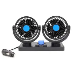 GENERICO - Ventilador Doble Cabezal Giratorio 360 Grados 12V