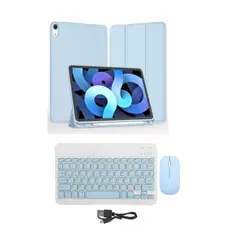 SPACE - Case Portapencil Para IPAD AIR 11 2024 TECLADO + MOUSE POR FUERA CELESTE