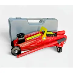 GENERICO - Gato hidraulico 2 toneladas tipo lagarto color rojo con maletin portatil.