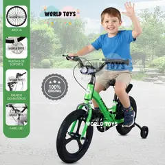 VELOX - Bicicleta 2 en 1 a Pedal Aro 14 «TIPHON» Función de Equilibrio Green