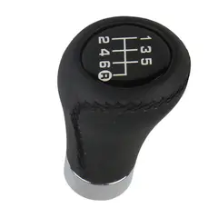 GENERICO - Perilla Palanca De Cambio 5 Velocidades Cuero Negro Para Auto