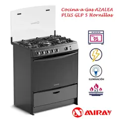 MIRAY - Cocina a Gas AZALEA PLUS GLP 5 Hornillas – Negro