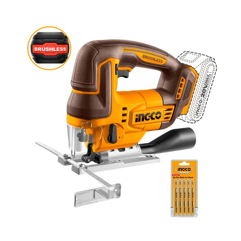 Sierra Caladora Brushless 20v Ingco + 5 Hojas De Sierra