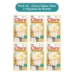 CHURU - Pack 6 Atún con Hojuelas de Bonito – Snack Cremoso para Gatos