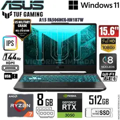 ASUS - Laptop Tuf Gaming A15 FA506NCG-HN187W AMD Ryzen7-7435HS 8GB RAM 512GB SSD 15.6" FHD RTX3050-4GB WIN 11