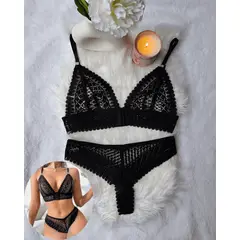 GENERICO - Set de Lencería negro para mujer M - CATALINA