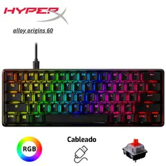 HYPERX - Teclado Alloy Origins 60 Lineal -sw-Red -inglés- color negro