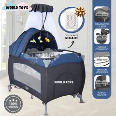 BABY - Cuna Corral «VIENA STOKKER PRO» 2 en 1 con Colchón Blue