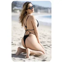 GENERICO - Bikini Monokini liso con tiras de anilla en la espalda