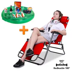 KELLER - Silla Camping Reclinable 180° Plegable RJ HN3 Y Soporte Inflable para Piscina B60