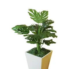 GENERICO - Planta Monstera Artificial Decorativa Costilla de Adan con Macetero Blanco