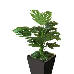 GENERICO - Planta Monstera Artificial Decorativa Costilla de Adan con Macetero Negro
