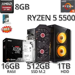 AMD - PC GAMER RYZEN 5 5500 /16GB RAM/ 512GB SSD M.2/ 1TB HDD/ 8GB GRAFICA