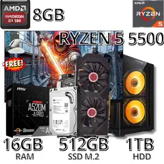 AMD - PC Gamer Ryzen 5 /Grafica 8GB /16GB RAM /SSD 512GB /1TB HDD 8GB GRAFICA Y MONITOR