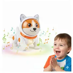GENERICO - Perro Robot Musical Juguete para Niños Diseño Astronauta Luces Camina + Efecto Humo