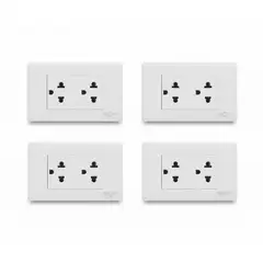 HOME LIGHT - Pack x4 Tomacorriente Empotrable Doble 16A con Tierra Deluxe