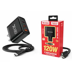 GENERICO - Cargador Premium 120W 3 Puertos – PD + QC3.0 Carga Ultra Rápida