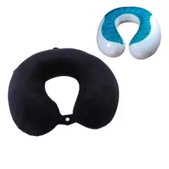GENERICO - Almohada Viajera Viscoelástica Cuello U Gel Funda Negra