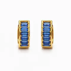 GENERICO - Aretes argolla mujer con piedras azules baño de oro