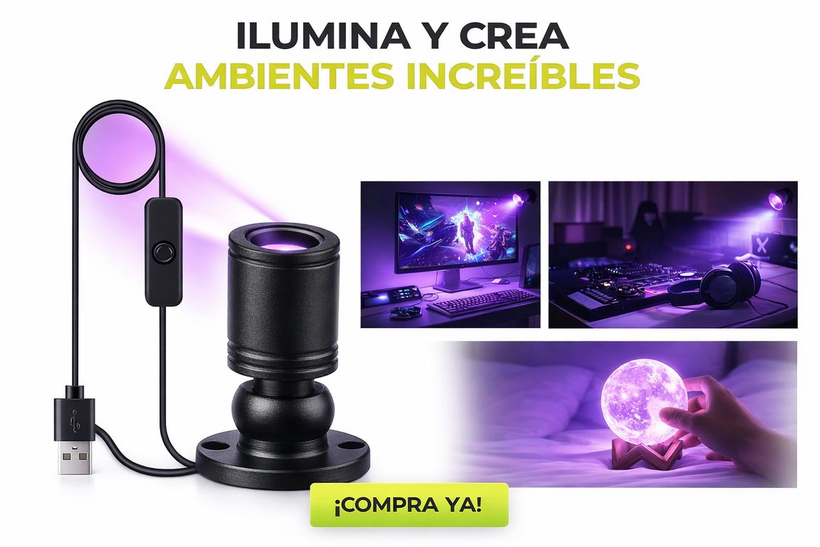 Mini Foco LED USB Luz de Color morado para Decoración