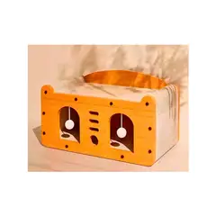 VARIOS - Refurb Casa Rascador para Gatos Doble Puerta Cartón y Madera 53x26x30 cm Mod C