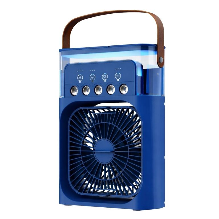 Ventilador Enfriador de Aire Portátil USB con Humidificador Luz LED y Temporizador