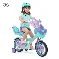 GENERICO - BICICLETA CON CANASTA ARO12 PARA NIÑAS CON RUEDAS DE SEGURIDAD VERDE JS