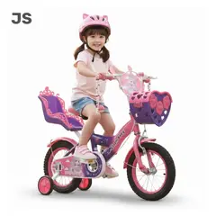 GENERICO - BICICLETA CON CANASTA ARO12 PARA NIÑAS CON RUEDAS DE SEGURIDAD MORADO JS