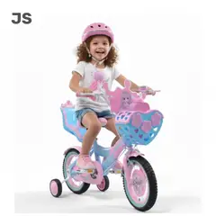 GENERICO - BICICLETA CON CANASTA ARO12 PARA NIÑAS CON RUEDAS DE SEGURIDAD VERDE AGUA JS