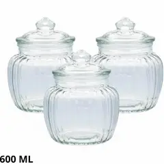 ICHIMATSU - Set de Frascos con Tapa de Vidrio 600 ml 3 Piezas-Ichimatsu