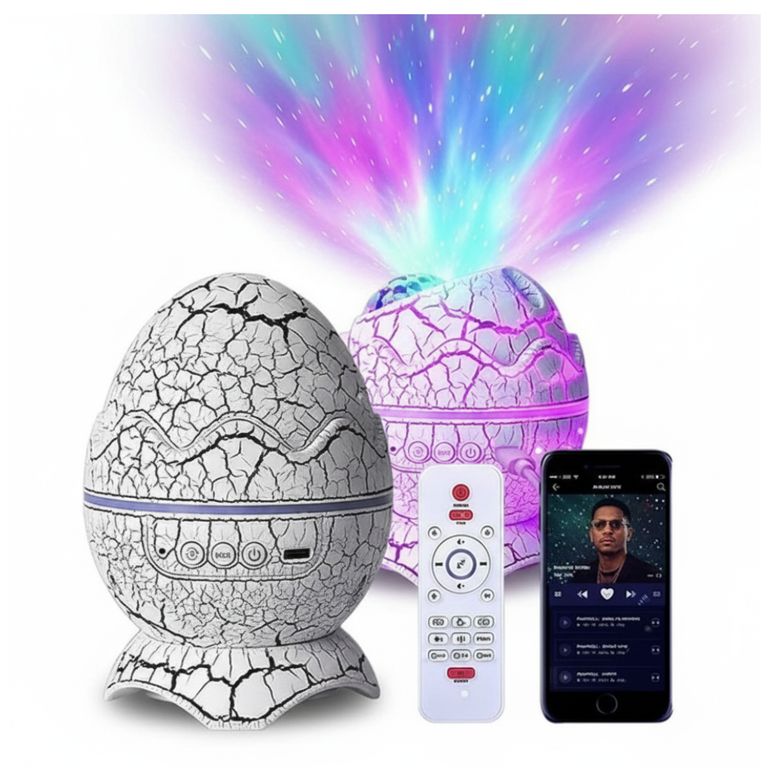 Proyector Bluetooth Diseño Cáscara Huevo Dinosaurio Efecto Espacial Luces Estrelladas