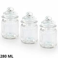 Ichimatsu - Set de Frascos con Tapa de Vidrio 280 ml 3 Piezas-
