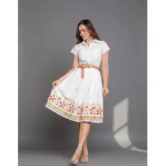 LIMA & FLOR - Vestido Camisero bordado (no incluye correa)