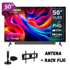 HYUNDAI - Televisor 50 QLED FHD Google TV HYLED5029QFG + ANT + RACK